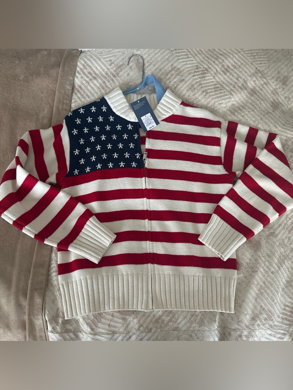 Universal Thread Women's Red, White & Navy Zip-Up Flag Stripe Sweater